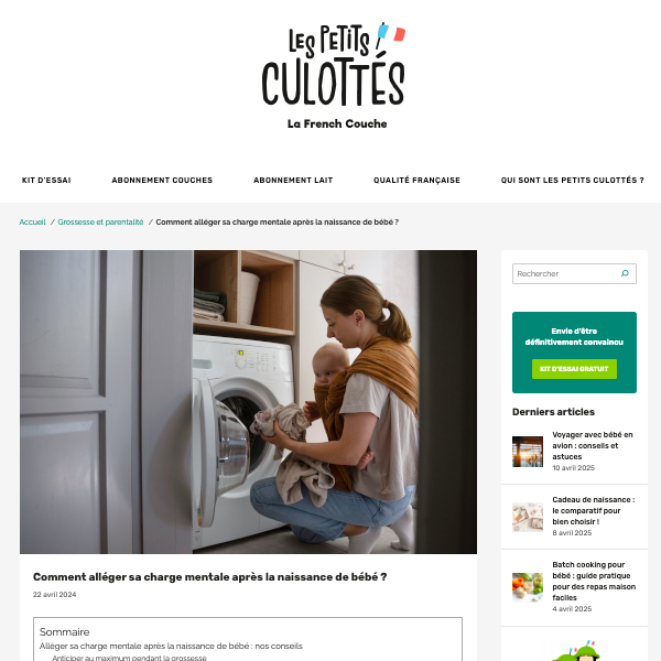Alléger sa charge mentale après la naissance - Les petits culottés