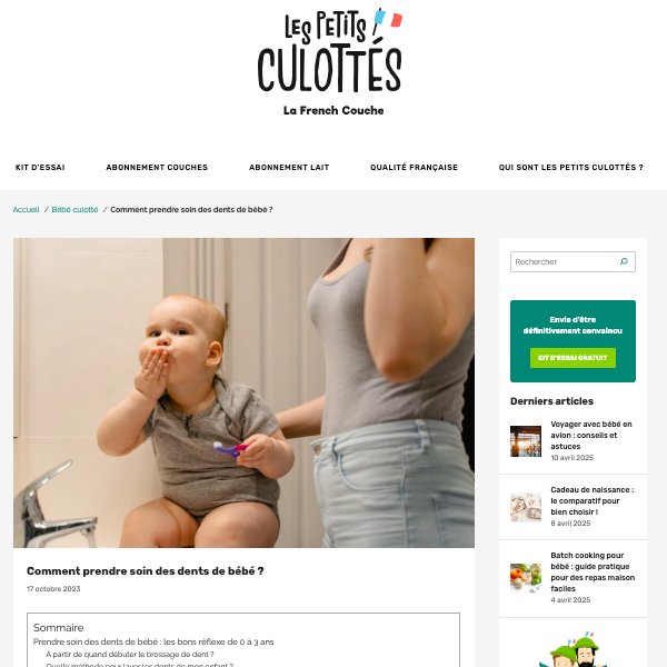 Prendre soin des dents de bébé - Les petits culottés