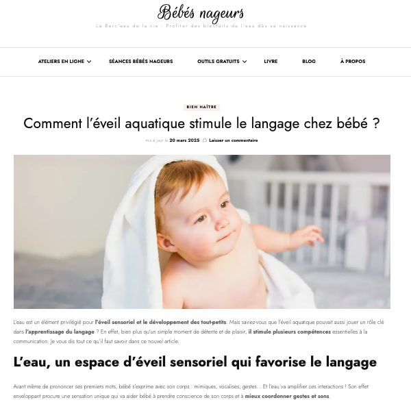 Eveil aquatique et langage - Bébés nageurs