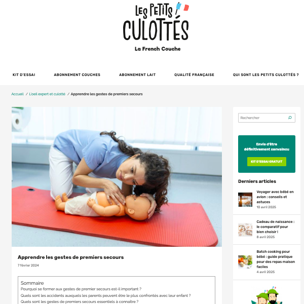 Gestes premiers secours - Les petits culottés